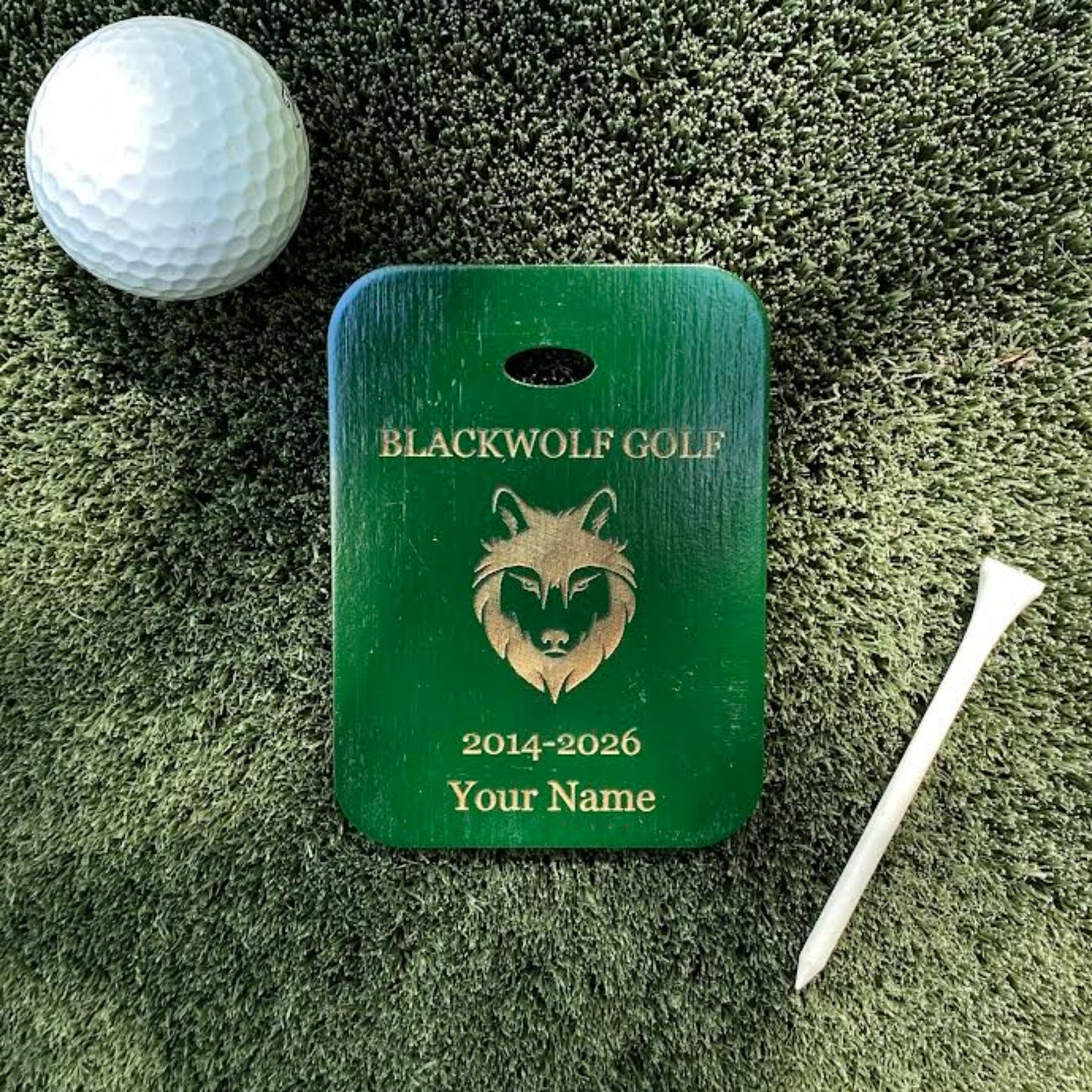 Custom Engraved Baltic Birch Golf Bag Tags - Dark Green