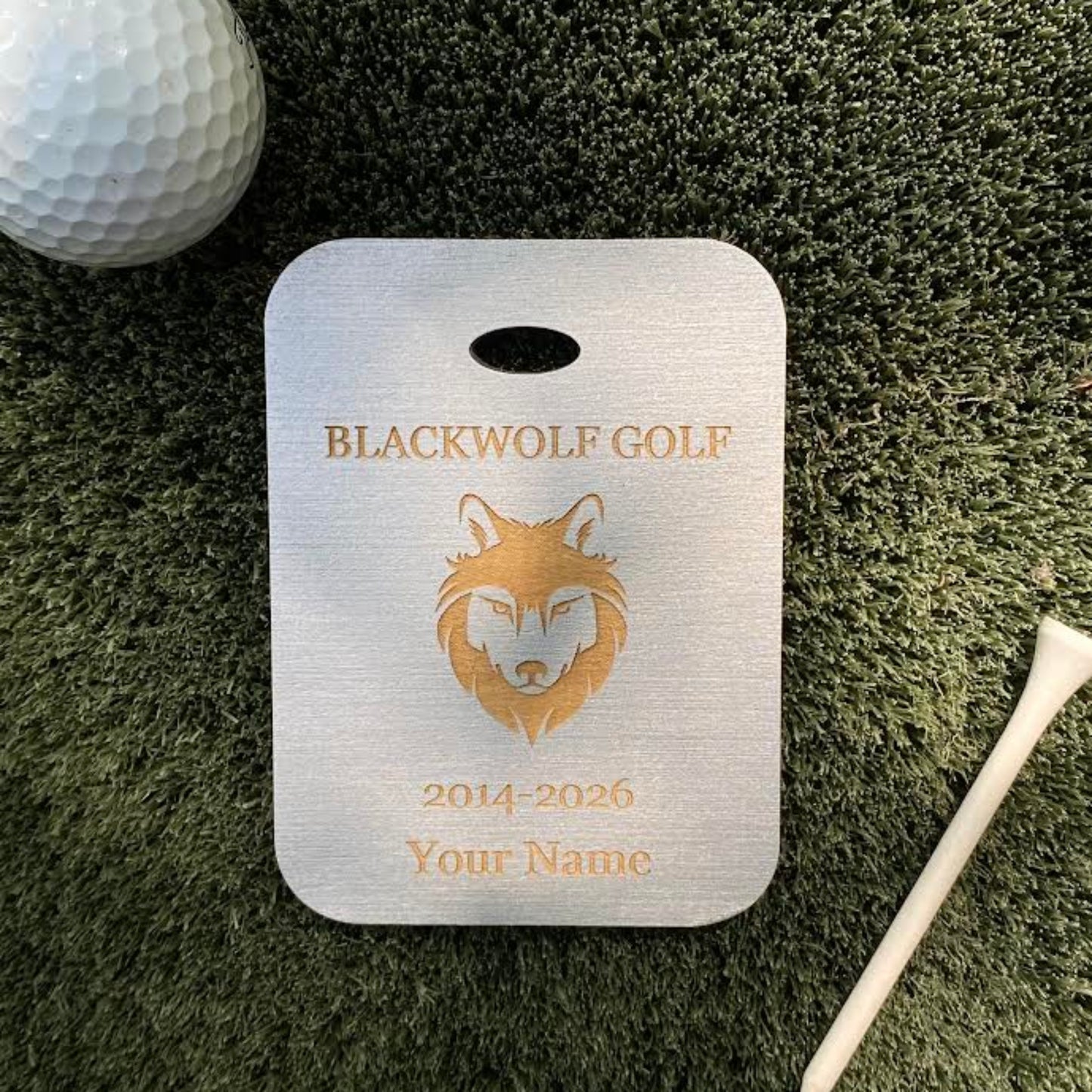 Custom Engraved Baltic Birch Golf Bag Tags - Silver
