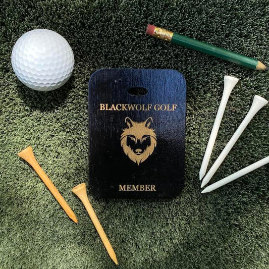 Custom Engraved Baltic Birch Golf Bag Tags - Black