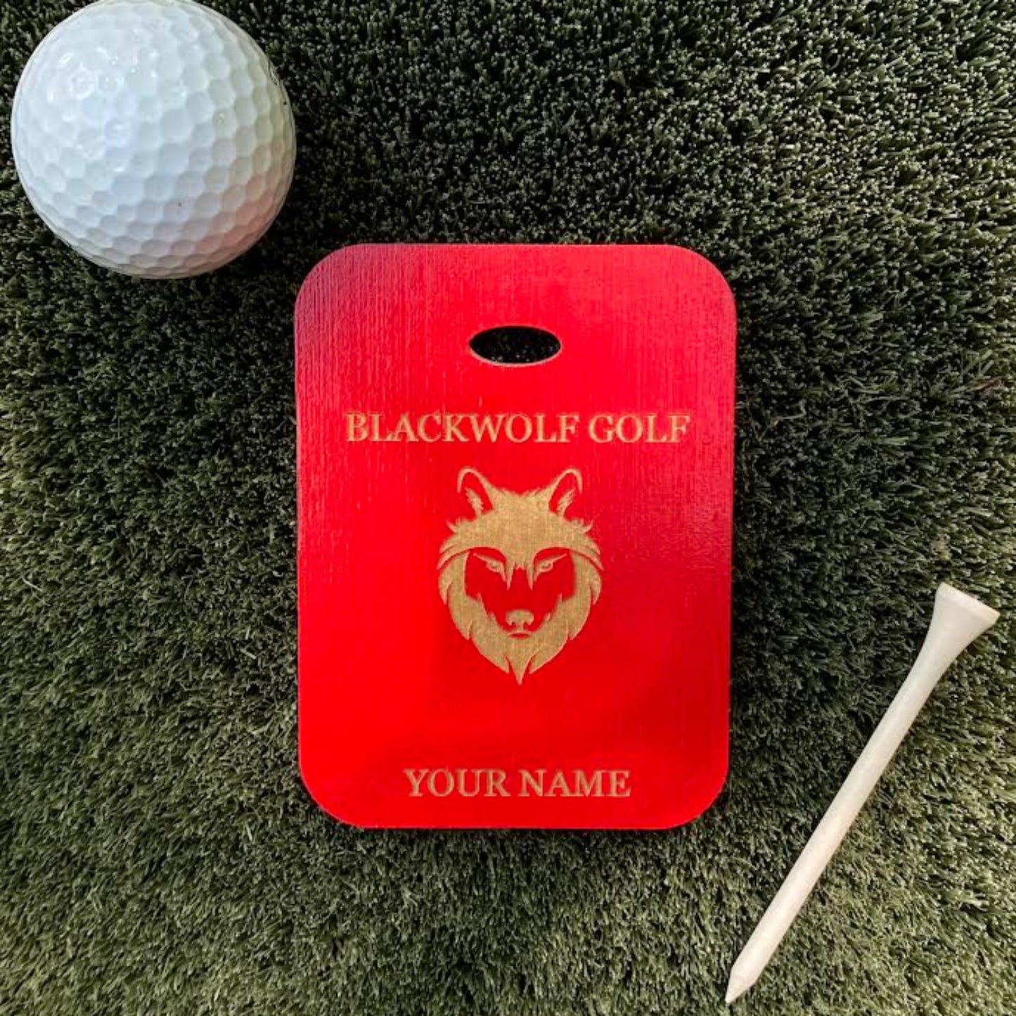 Custom Engraved Baltic Birch Golf Bag Tags - Red