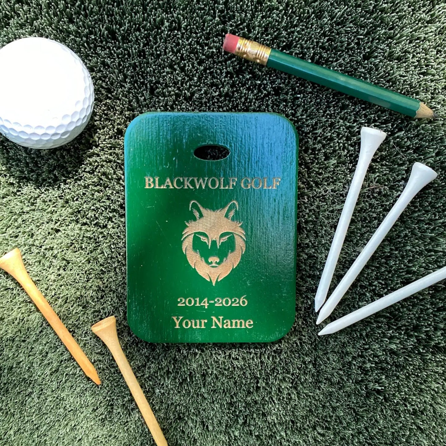 Custom Engraved Baltic Birch Golf Bag Tags - Dark Green