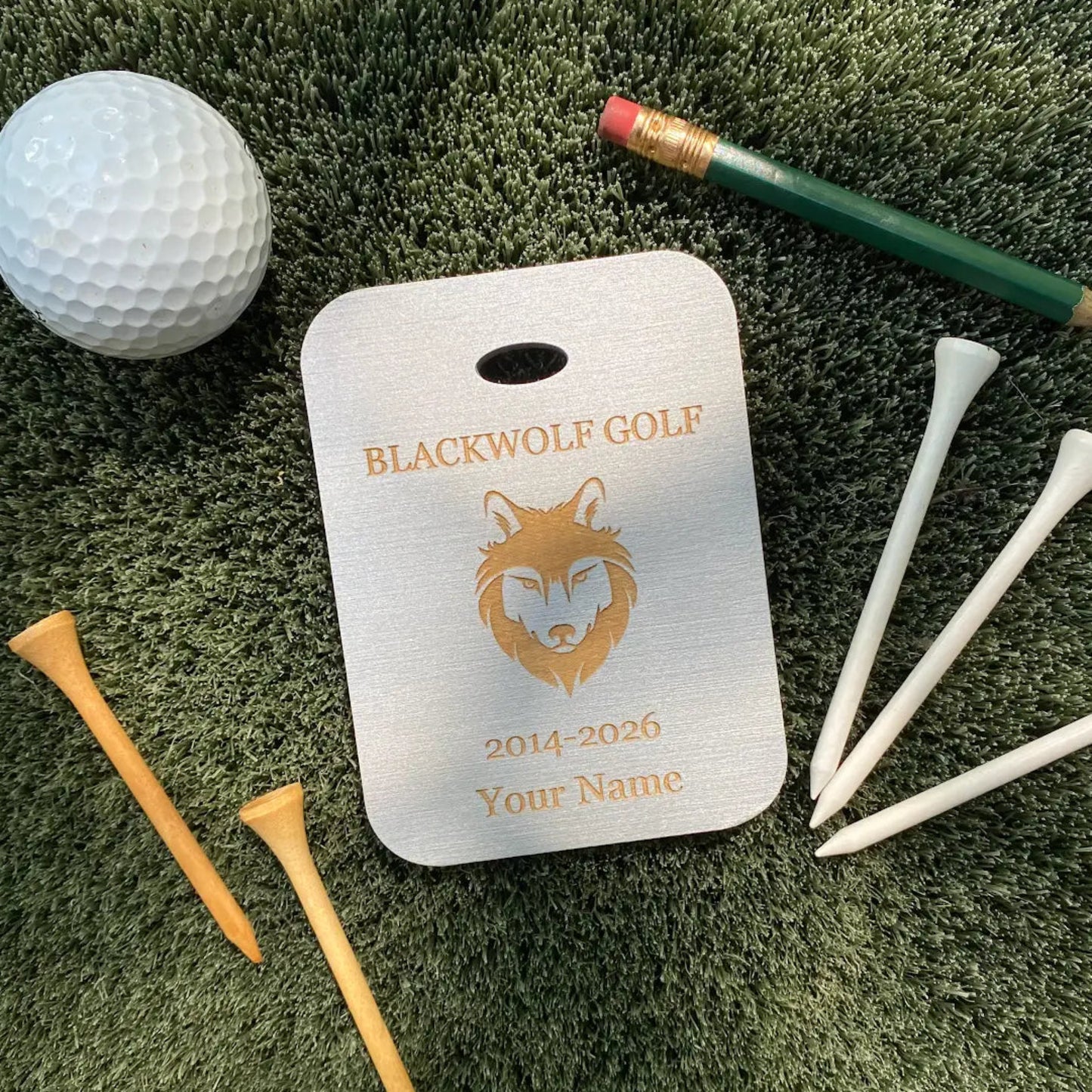 Custom Engraved Baltic Birch Golf Bag Tags - Silver